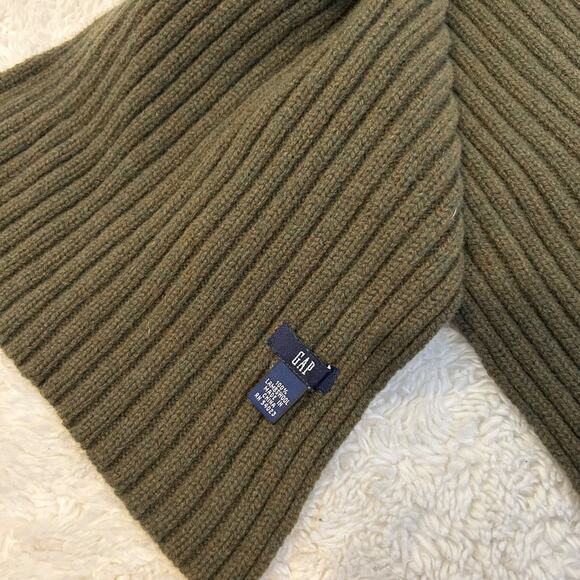 Gap Y2K Vintage 100% Lambswool Green Scarf E-Girl Grunge Dark Core Girl - Picture 3 of 3